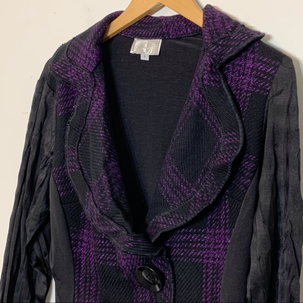 Alberto Makali black/purple plaid shirt‎ jacket